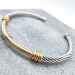 Load image into Gallery viewer, Valentina Two-Tone Cable Cuff Bracelet