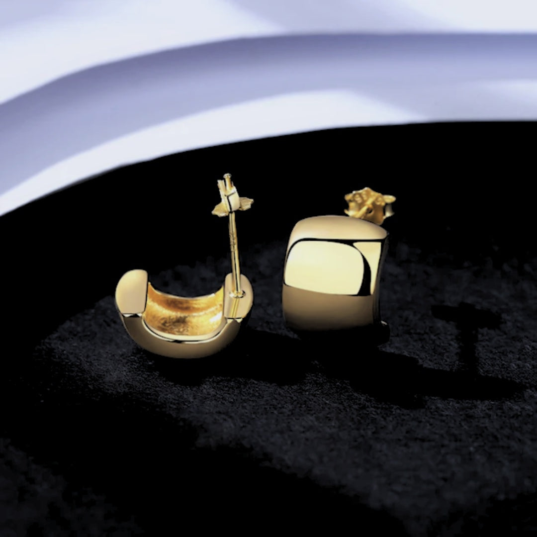 Solid Silver and 14k Gold Huggies