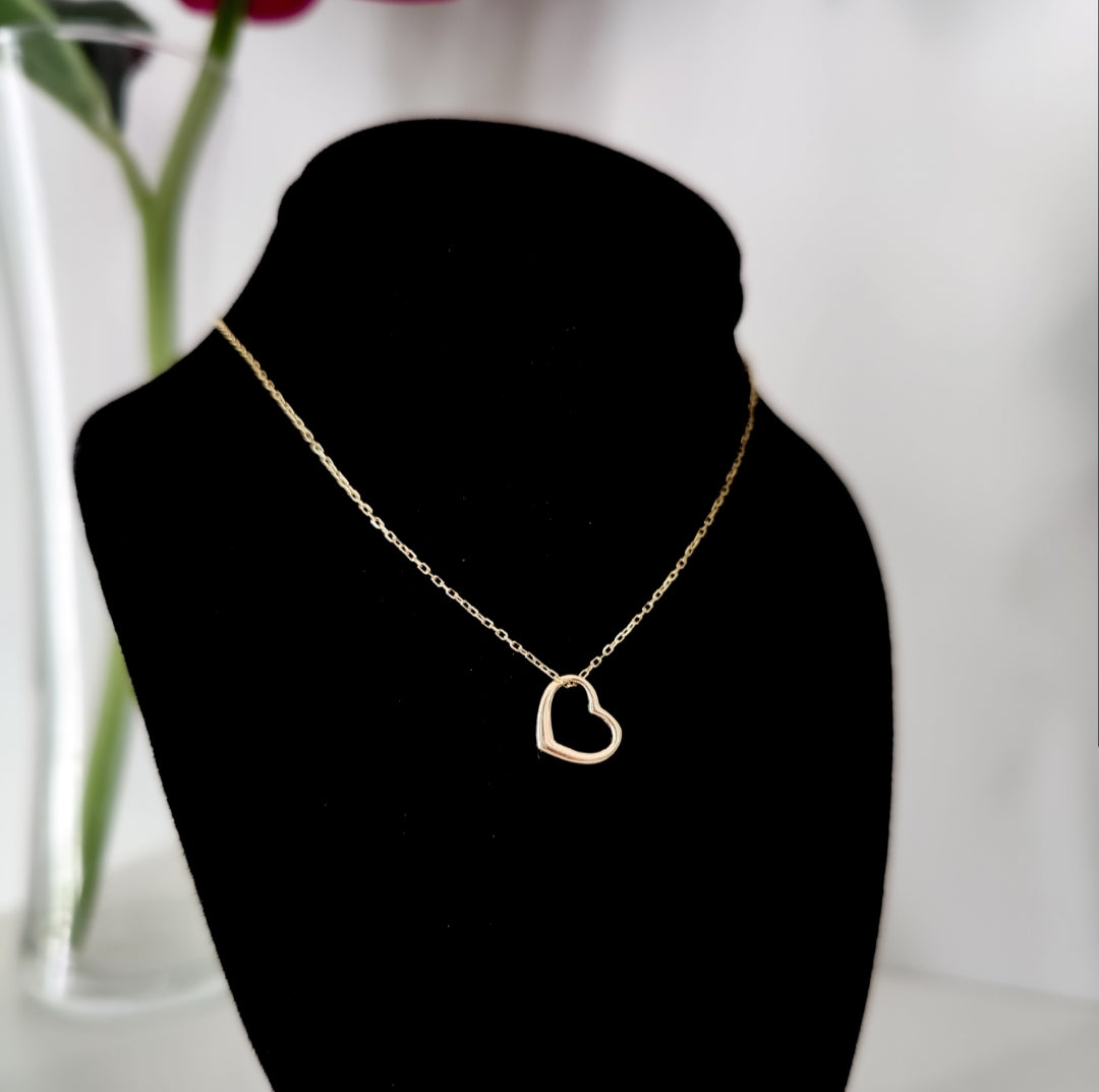 Love Token 14k Solid Gold  Necklace