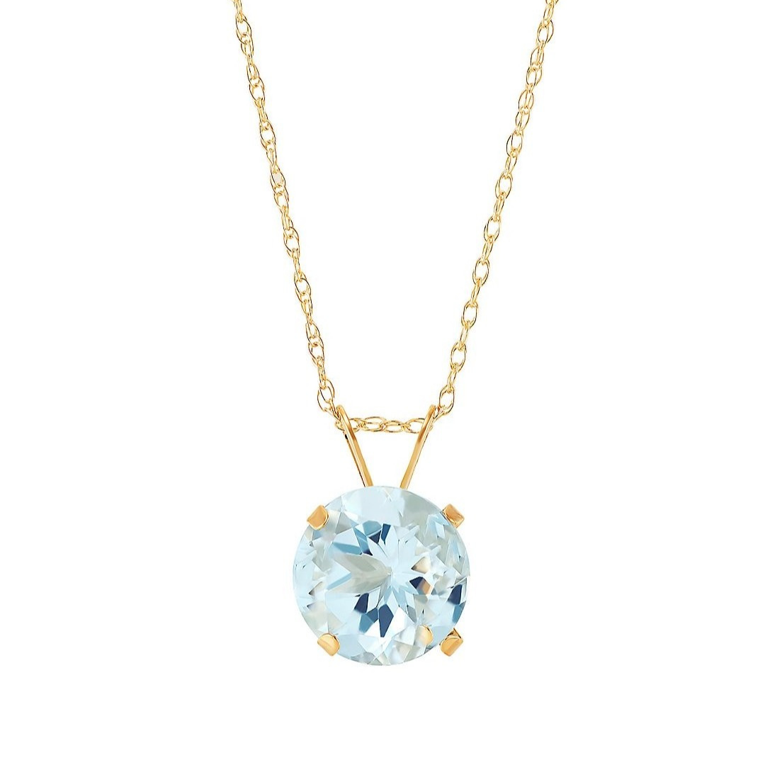 10k Solid Gold Lab Aquamarine Necklace