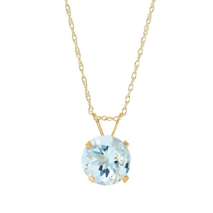 10k Solid Gold Lab Aquamarine Necklace