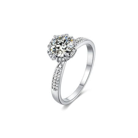 1ct. Round Moissanite Crown Style Engagement Ring