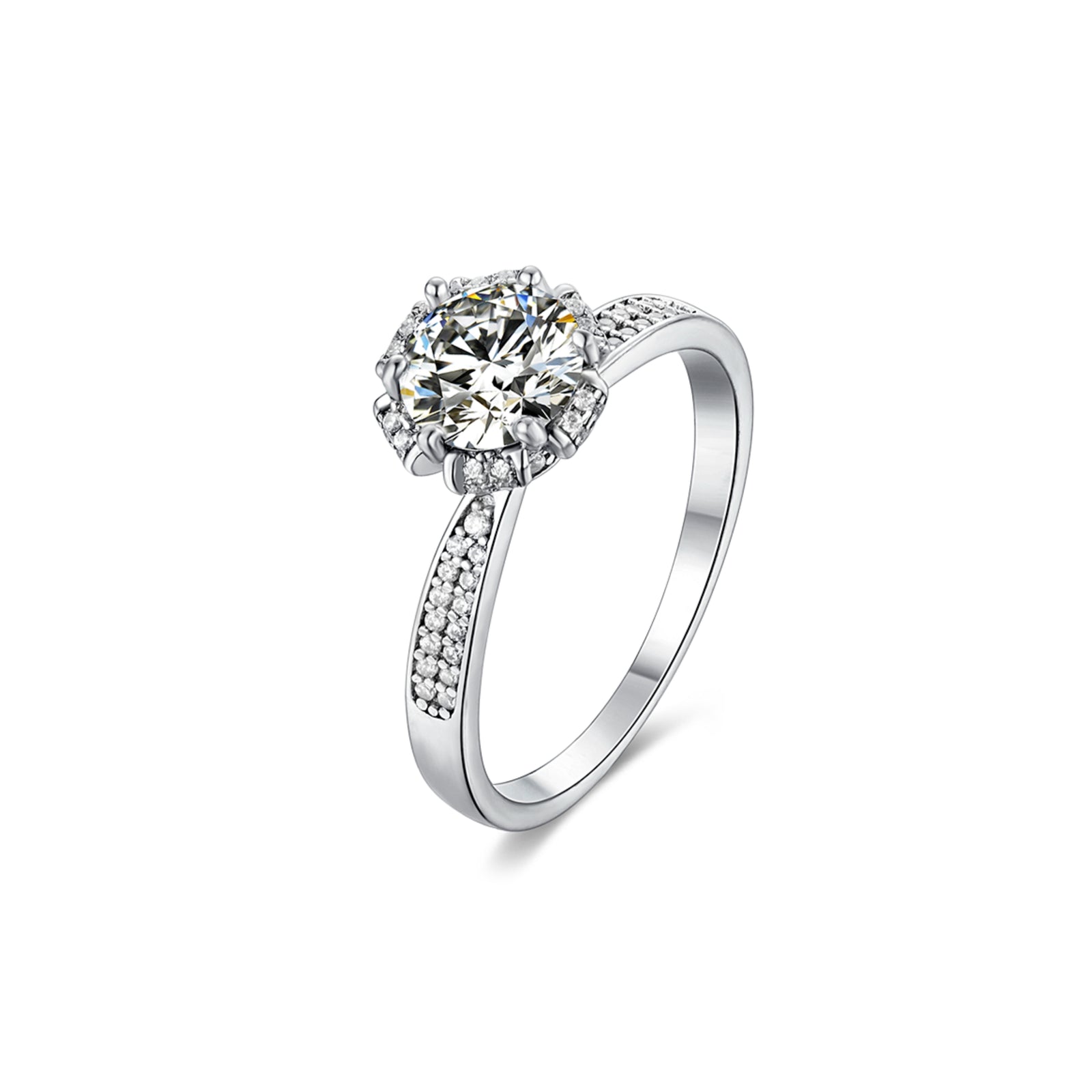 1ct. Round Moissanite Crown Style Engagement Ring