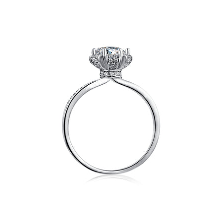 1ct. Round Moissanite Crown Style Engagement Ring