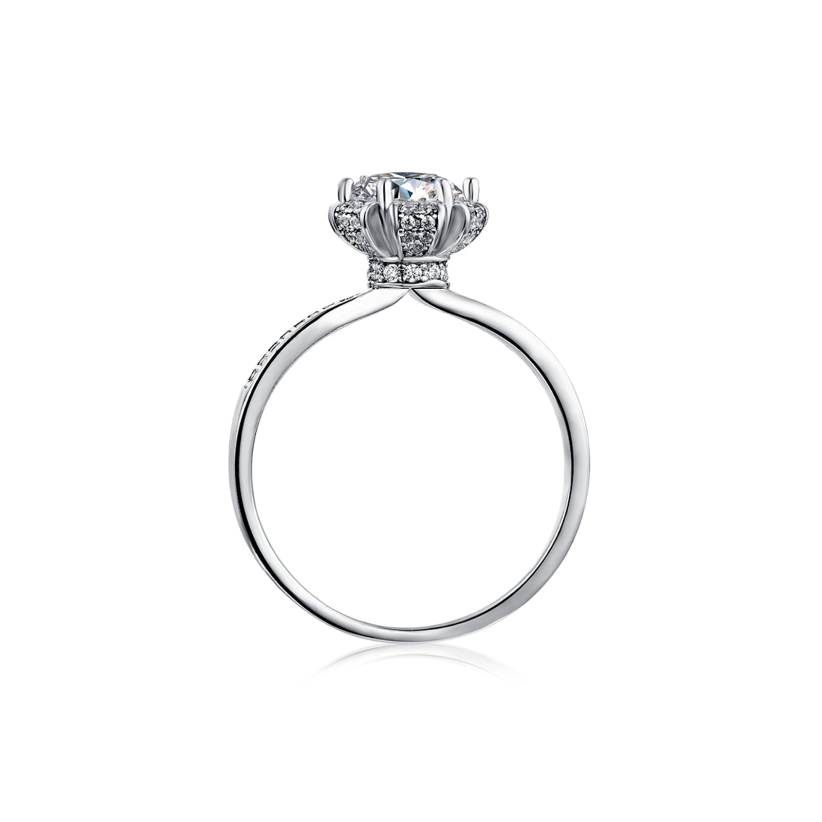 1ct. Round Moissanite Crown Style Engagement Ring