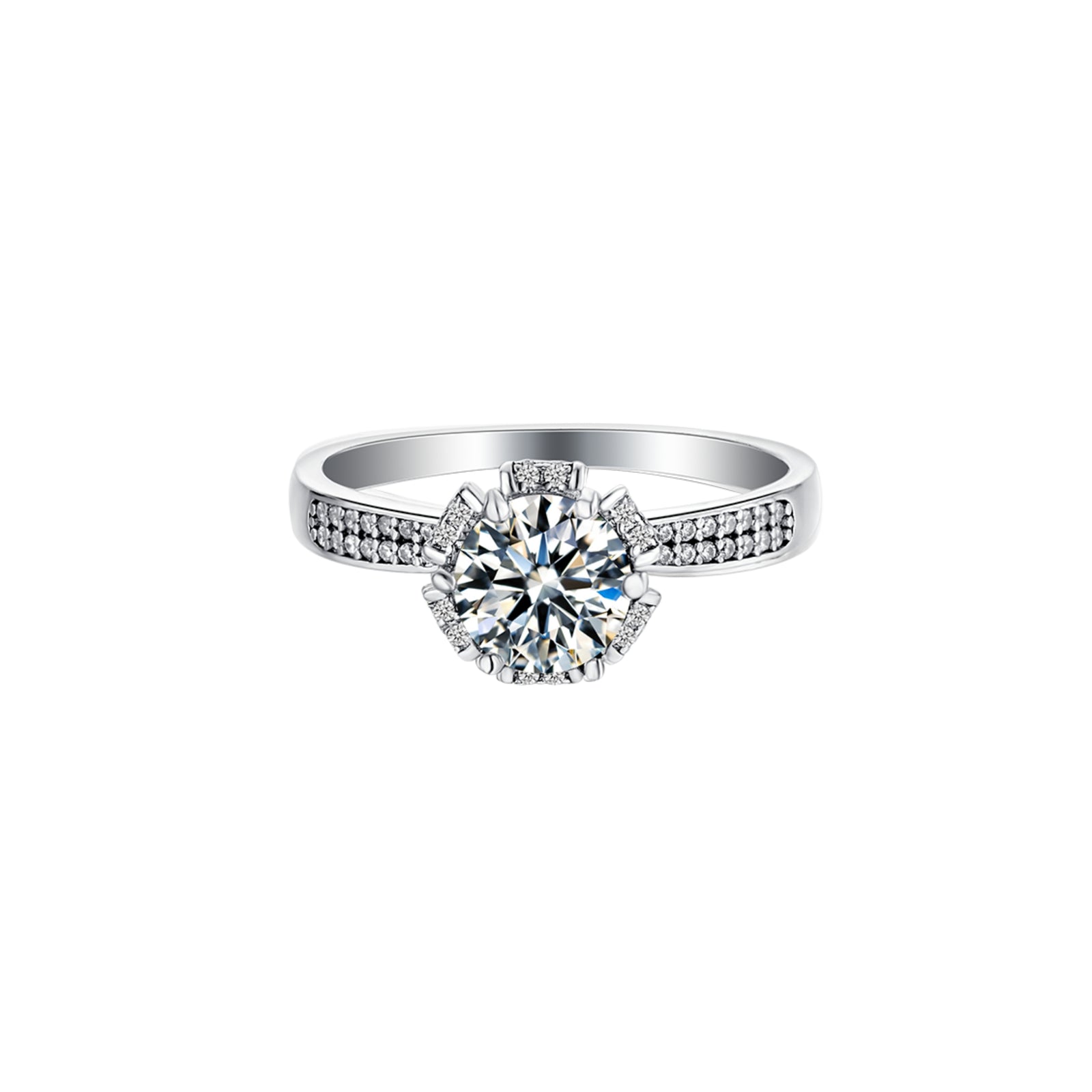 1ct. Round Moissanite Crown Style Engagement Ring